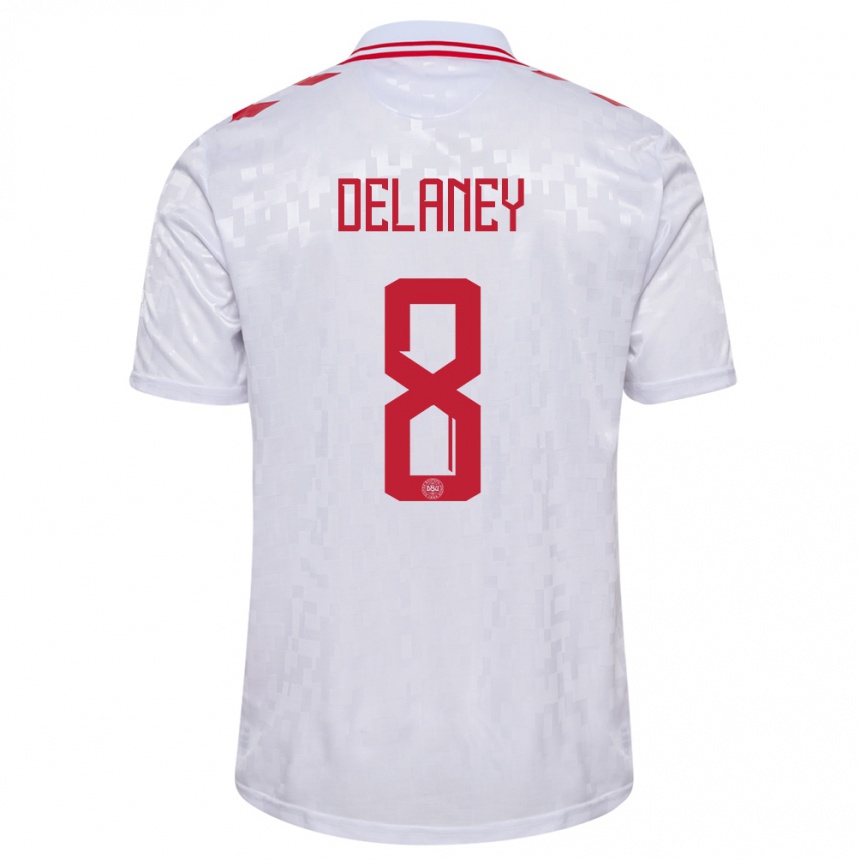 Kinder Fußball Dänemark Thomas Delaney #8 Weiß Auswärtstrikot Trikot 24-26 T-Shirt Luxemburg