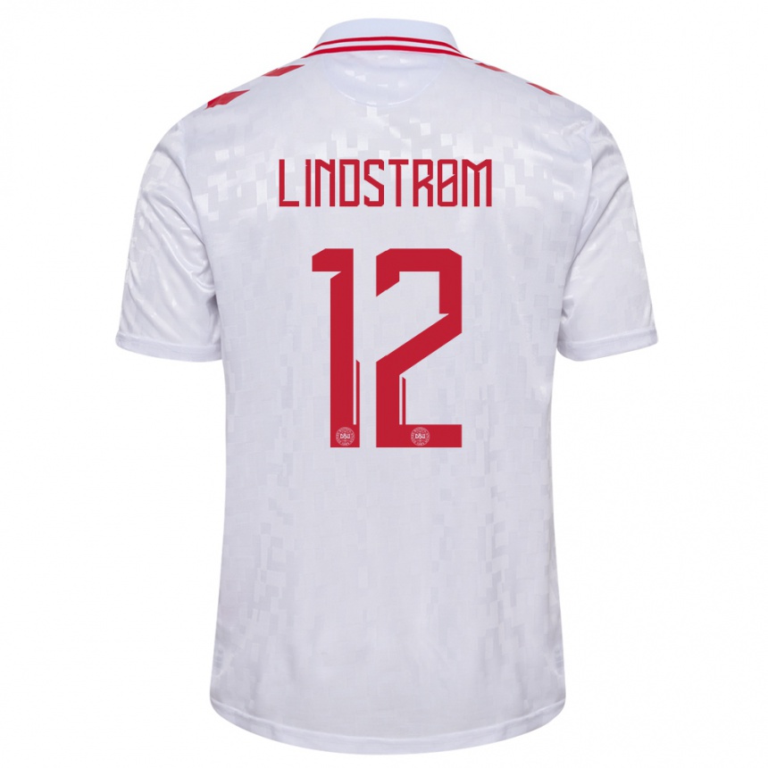 Kinder Fußball Dänemark Jesper Lindstrom #12 Weiß Auswärtstrikot Trikot 24-26 T-Shirt Luxemburg