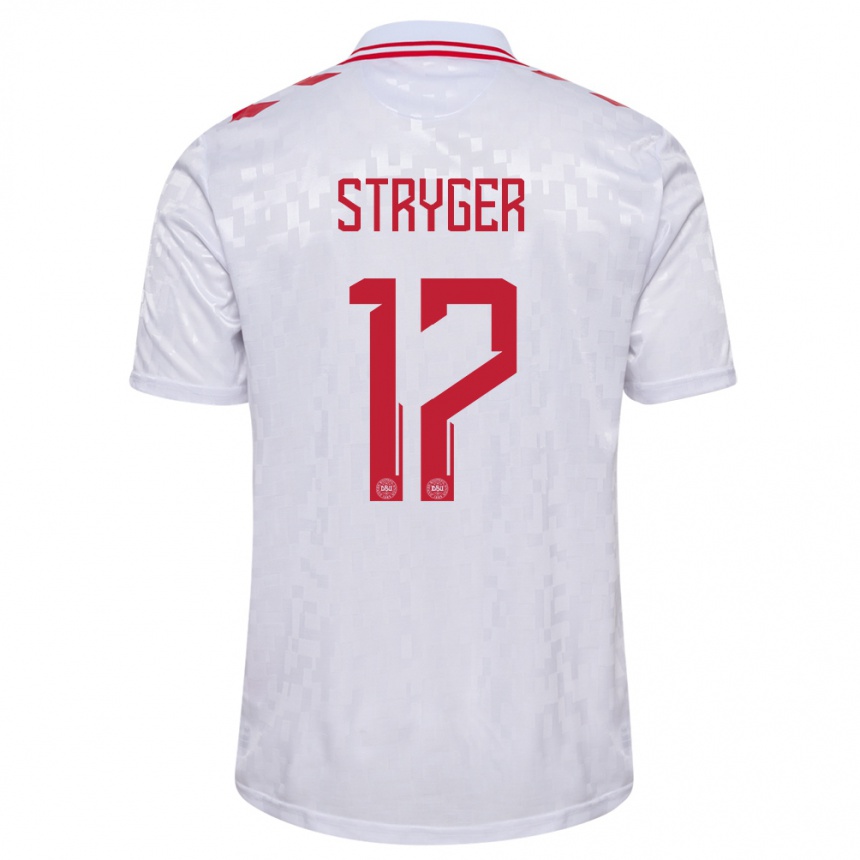 Kinder Fußball Dänemark Jens Stryger Larsen #17 Weiß Auswärtstrikot Trikot 24-26 T-Shirt Luxemburg