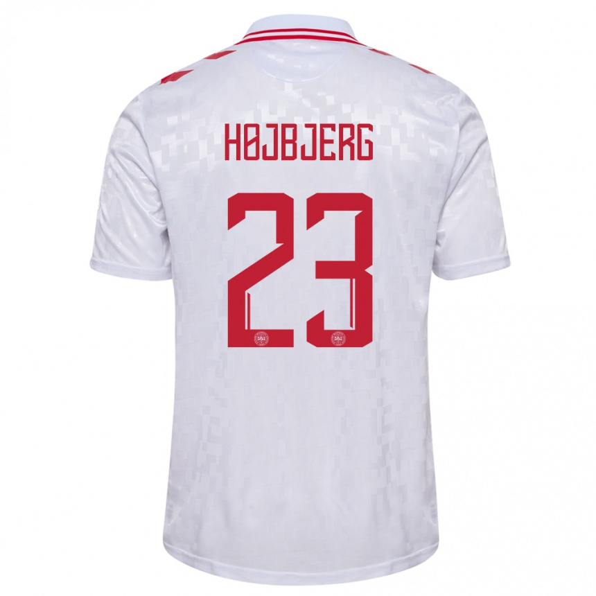 Kinder Fußball Dänemark Pierre Emile Hojbjerg #23 Weiß Auswärtstrikot Trikot 24-26 T-Shirt Luxemburg