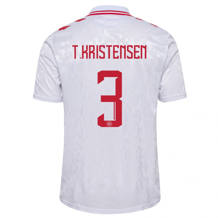 Kinder Fußball Dänemark Thomas Kristensen #3 Weiß Auswärtstrikot Trikot 24-26 T-Shirt Luxemburg