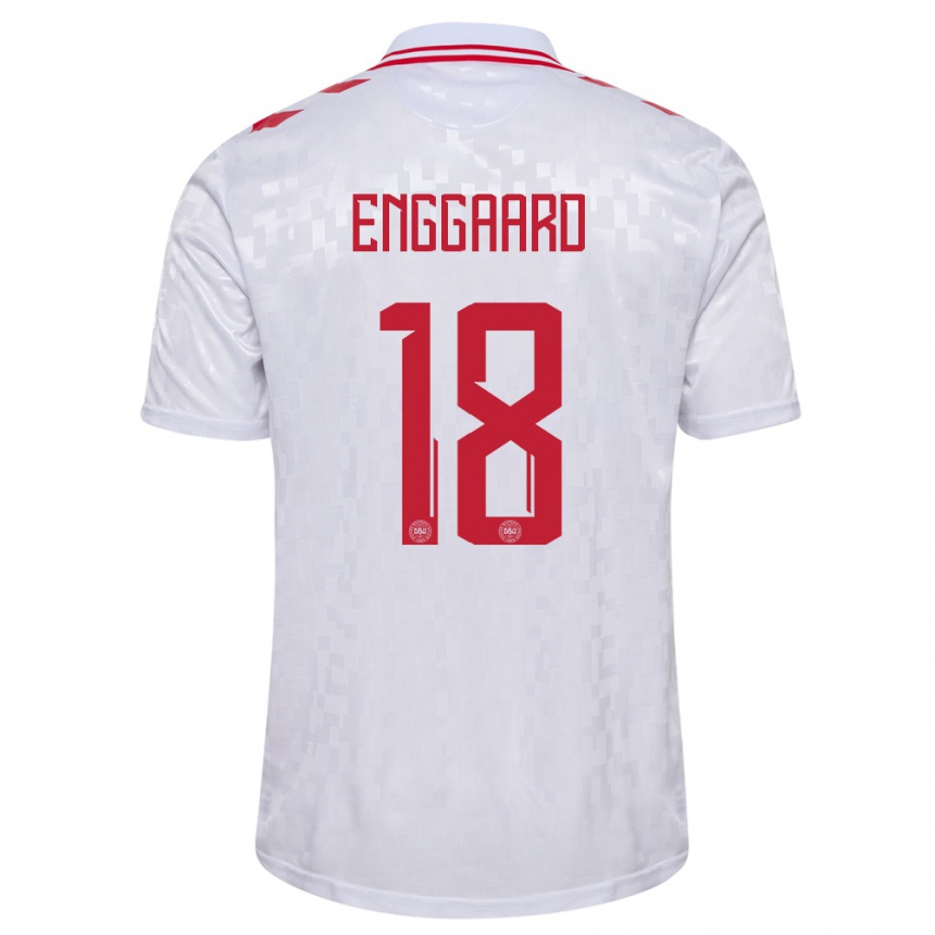 Kinder Fußball Dänemark Mads Enggaard #18 Weiß Auswärtstrikot Trikot 24-26 T-Shirt Luxemburg