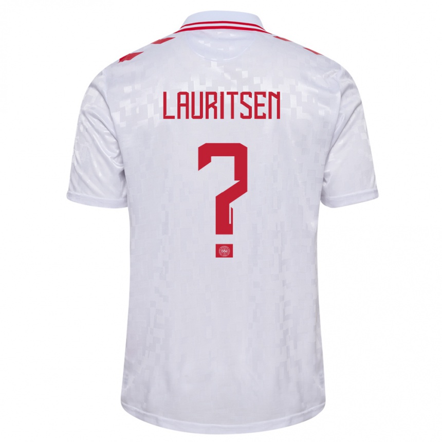 Kinder Fußball Dänemark Mads Lauritsen #0 Weiß Auswärtstrikot Trikot 24-26 T-Shirt Luxemburg