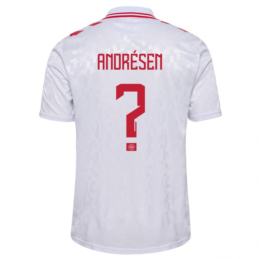 Kinder Fußball Dänemark Aske Andrésen #0 Weiß Auswärtstrikot Trikot 24-26 T-Shirt Luxemburg