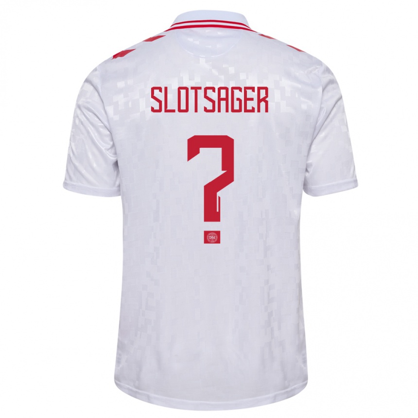 Kinder Fußball Dänemark Tobias Slotsager #0 Weiß Auswärtstrikot Trikot 24-26 T-Shirt Luxemburg