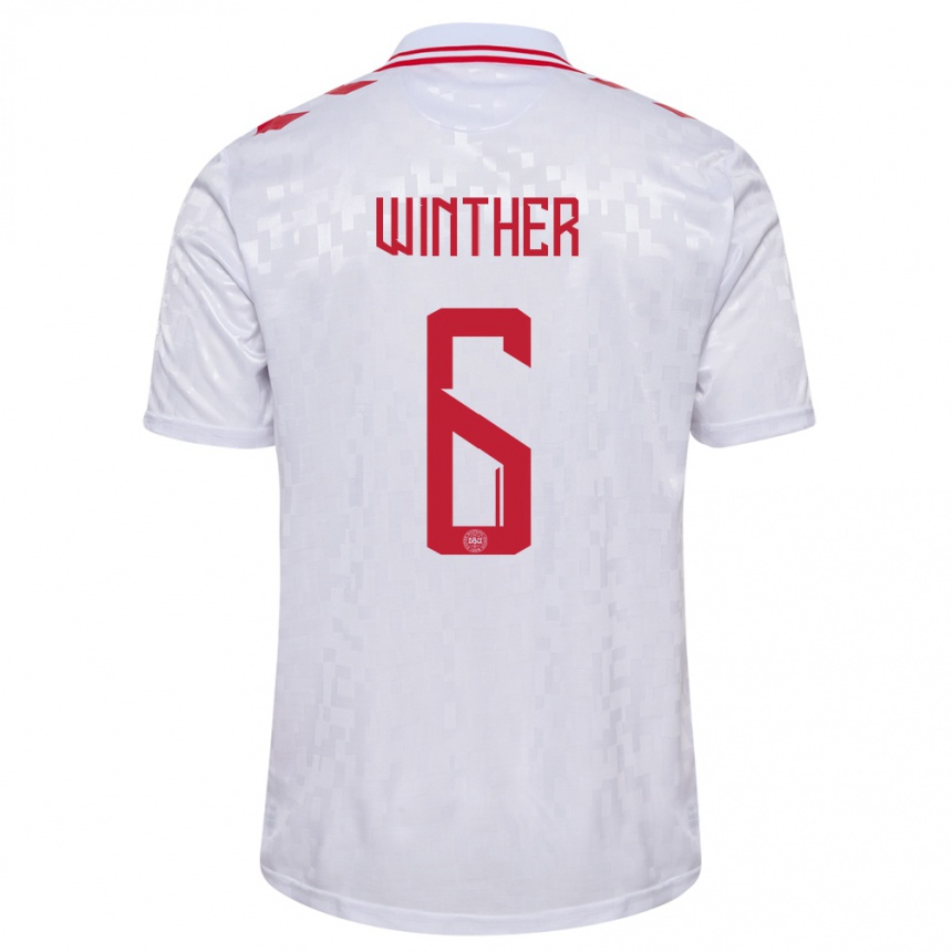 Kinder Fußball Dänemark Casper Winther #6 Weiß Auswärtstrikot Trikot 24-26 T-Shirt Luxemburg