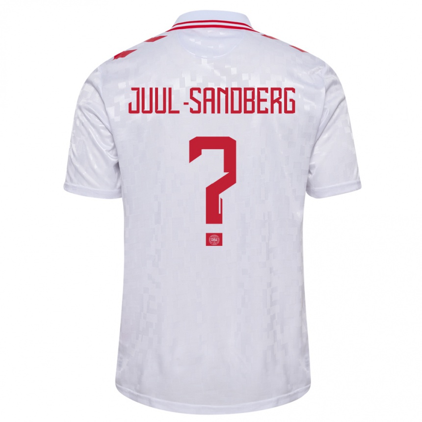 Kinder Fußball Dänemark Nikolaj Juul-Sandberg #0 Weiß Auswärtstrikot Trikot 24-26 T-Shirt Luxemburg