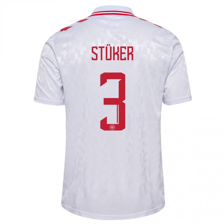 Kinder Fußball Dänemark Simon Stüker #3 Weiß Auswärtstrikot Trikot 24-26 T-Shirt Luxemburg