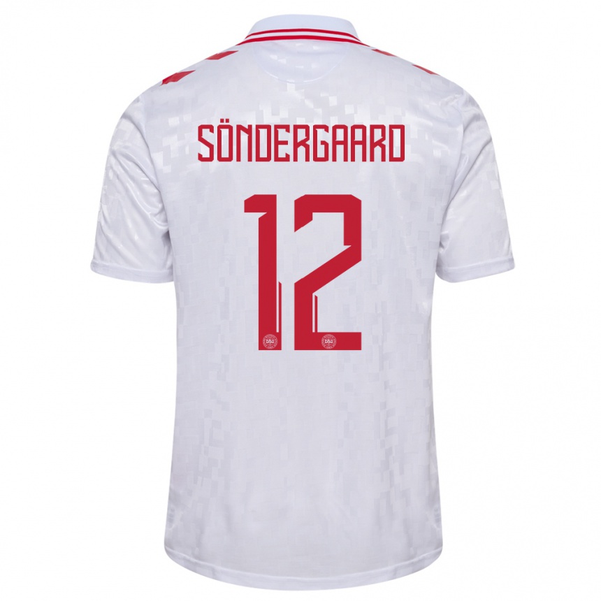 Kinder Fußball Dänemark Philip Söndergaard #12 Weiß Auswärtstrikot Trikot 24-26 T-Shirt Luxemburg