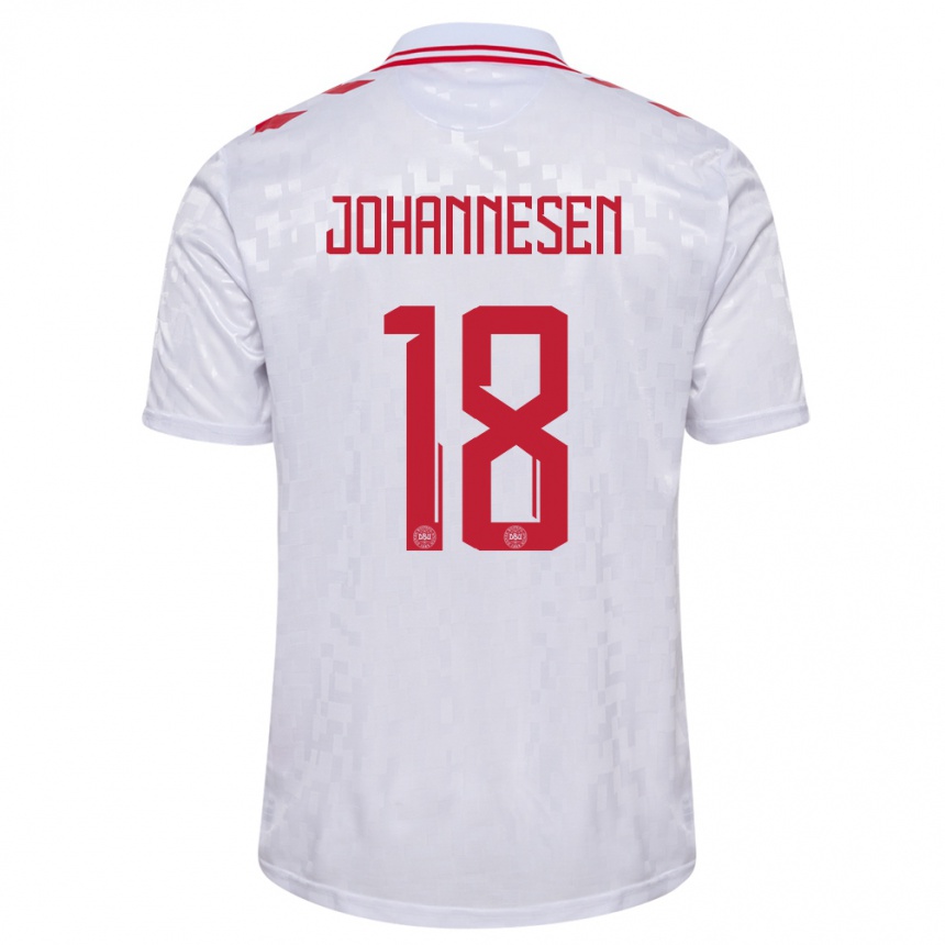 Kinder Fußball Dänemark Sofus Johannesen #18 Weiß Auswärtstrikot Trikot 24-26 T-Shirt Luxemburg