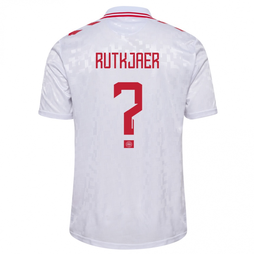 Kinder Fußball Dänemark Villads Rutkjaer #0 Weiß Auswärtstrikot Trikot 24-26 T-Shirt Luxemburg