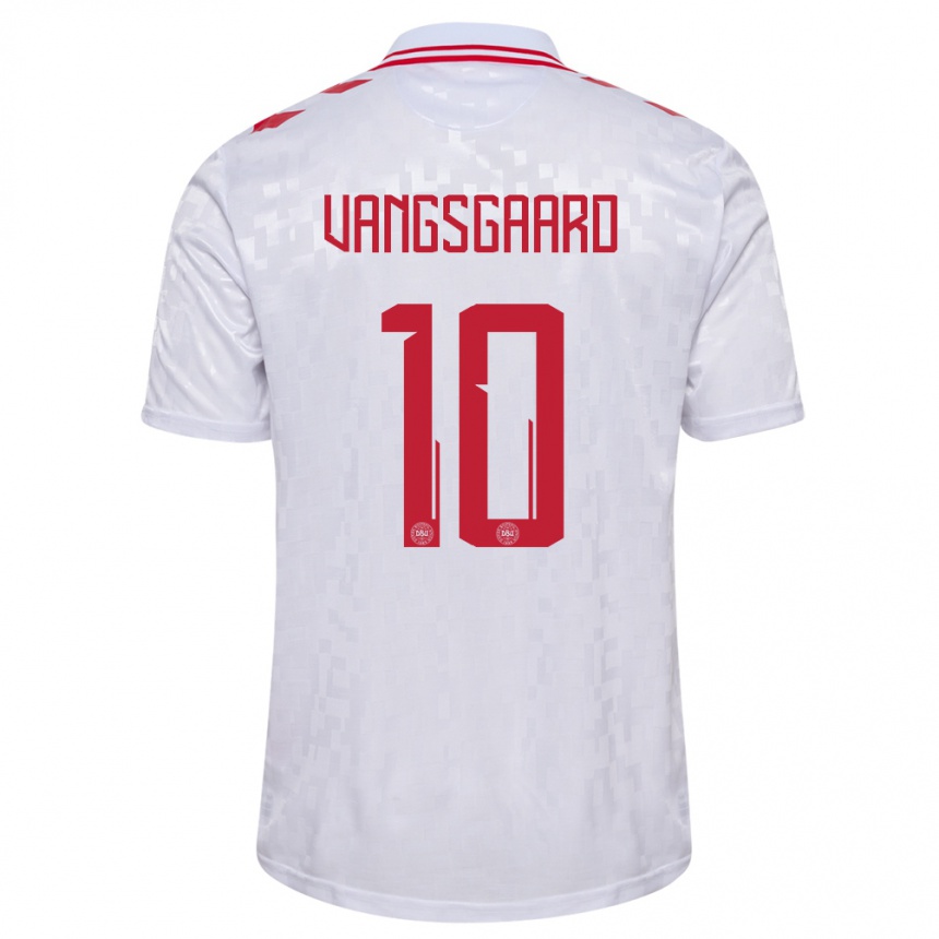 Kinder Fußball Dänemark Amalie Vangsgaard #10 Weiß Auswärtstrikot Trikot 24-26 T-Shirt Luxemburg