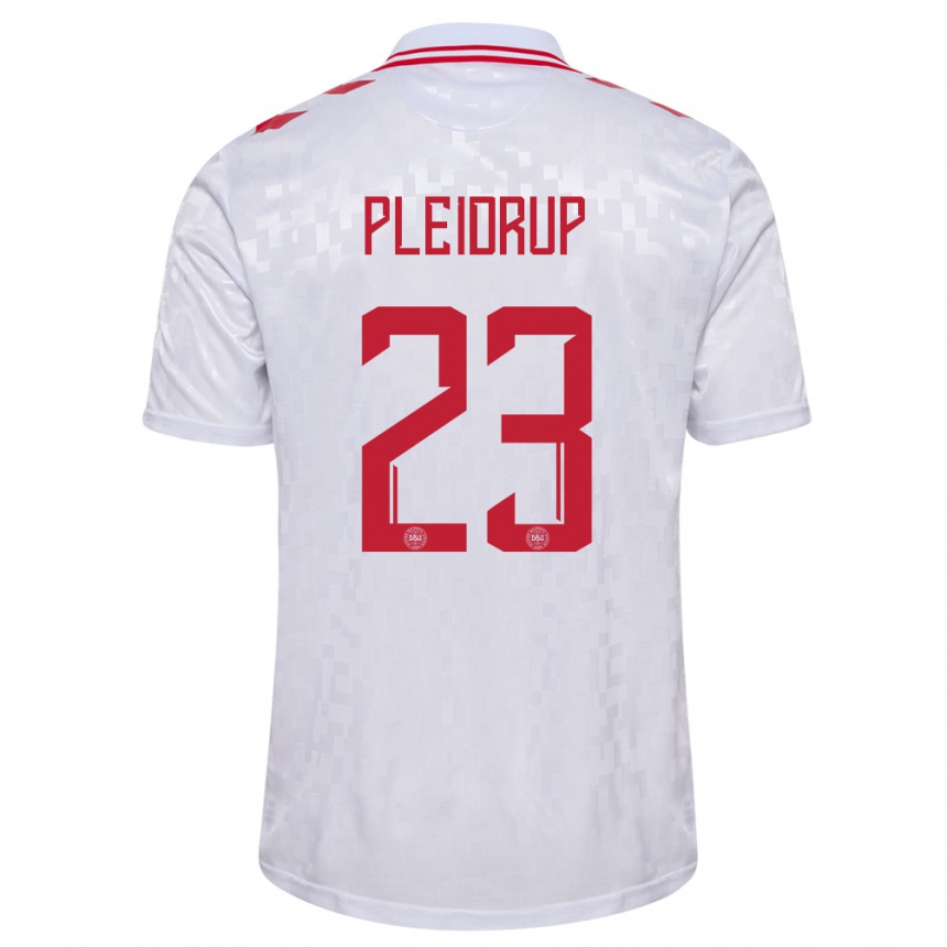 Kinder Fußball Dänemark Caroline Pleidrup #23 Weiß Auswärtstrikot Trikot 24-26 T-Shirt Luxemburg