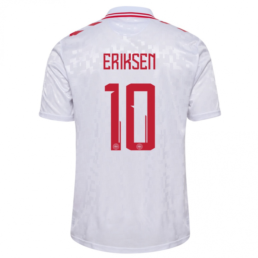 Kinder Fußball Dänemark Christian Eriksen #10 Weiß Auswärtstrikot Trikot 24-26 T-Shirt Luxemburg