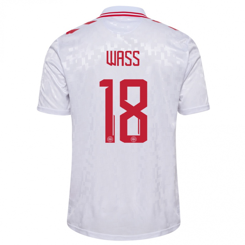 Kinder Fußball Dänemark Daniel Wass #18 Weiß Auswärtstrikot Trikot 24-26 T-Shirt Luxemburg