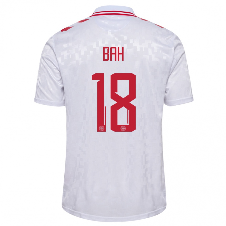 Kinder Fußball Dänemark Alexander Bah #18 Weiß Auswärtstrikot Trikot 24-26 T-Shirt Luxemburg