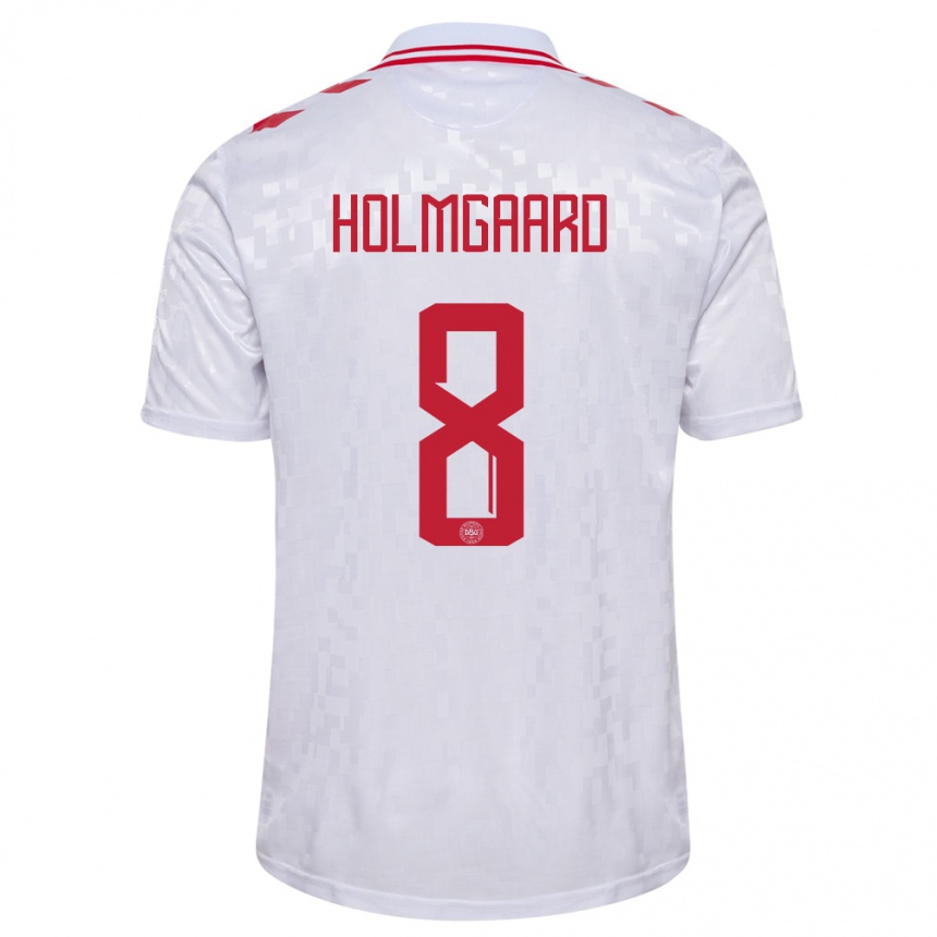 Kinder Fußball Dänemark Sara Holmgaard #8 Weiß Auswärtstrikot Trikot 24-26 T-Shirt Luxemburg