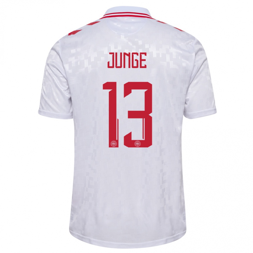 Kinder Fußball Dänemark Sofie Junge #13 Weiß Auswärtstrikot Trikot 24-26 T-Shirt Luxemburg