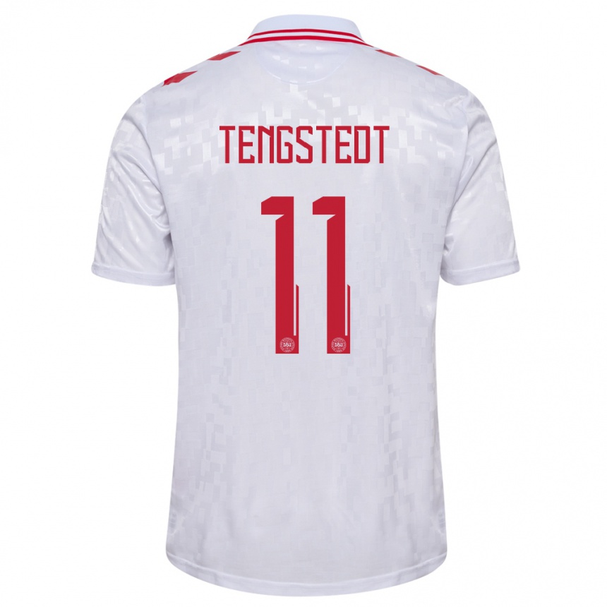 Kinder Fußball Dänemark Casper Tengstedt #11 Weiß Auswärtstrikot Trikot 24-26 T-Shirt Luxemburg