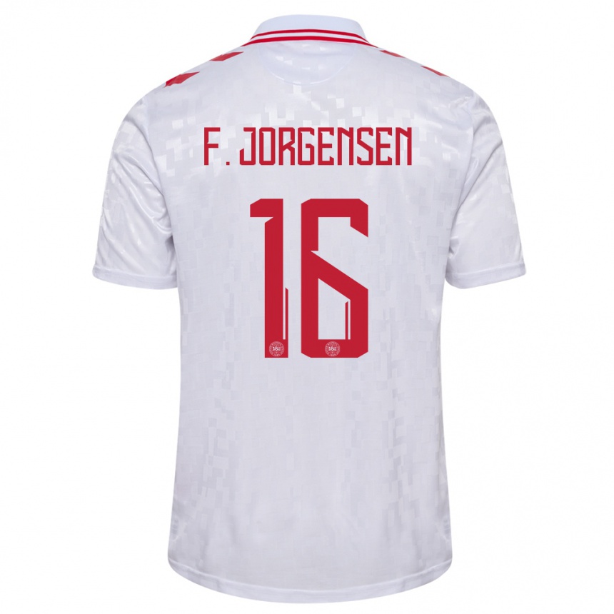 Kinder Fußball Dänemark Filip Jorgensen #16 Weiß Auswärtstrikot Trikot 24-26 T-Shirt Luxemburg