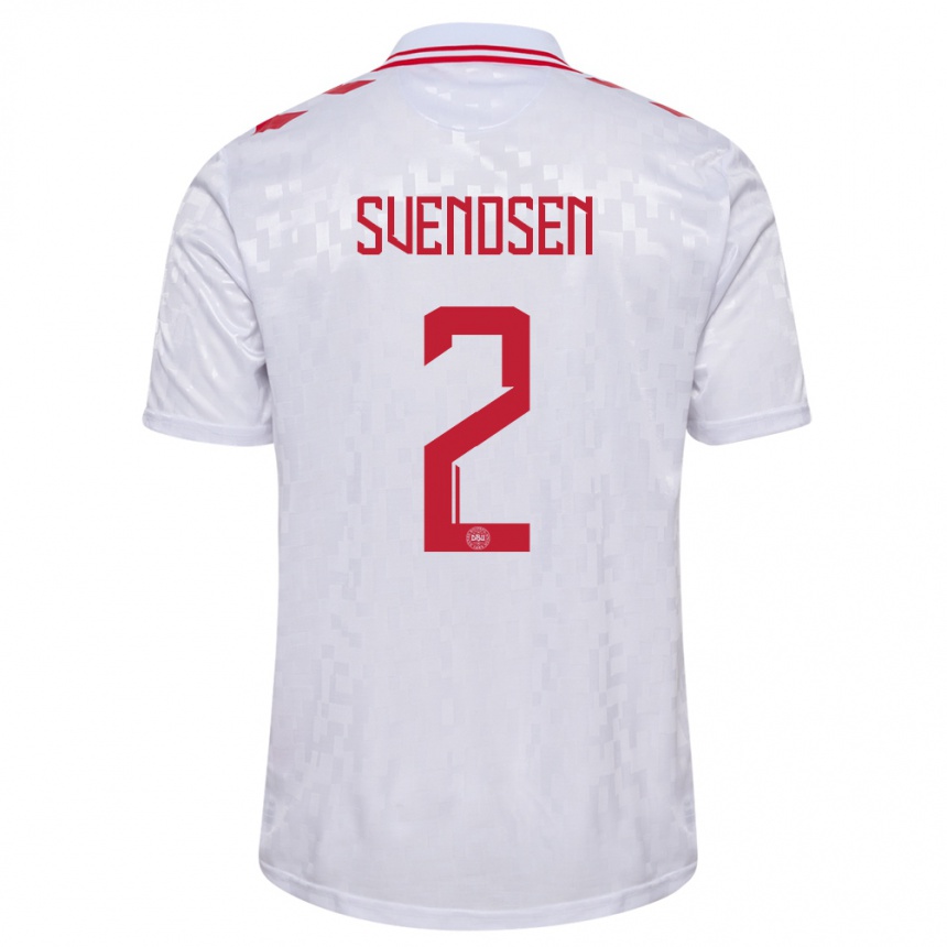 Kinder Fußball Dänemark Oliver Svendsen #2 Weiß Auswärtstrikot Trikot 24-26 T-Shirt Luxemburg