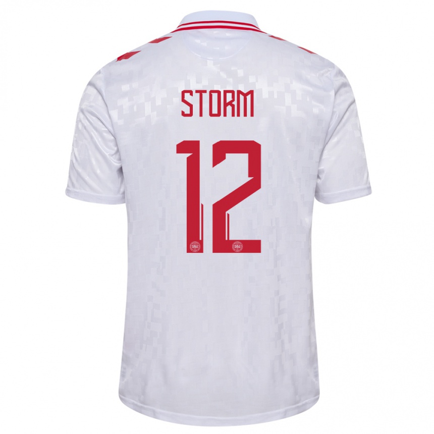 Kinder Fußball Dänemark Tobias Storm #12 Weiß Auswärtstrikot Trikot 24-26 T-Shirt Luxemburg