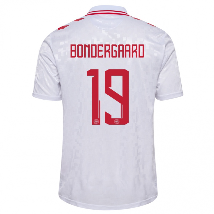 Kinder Fußball Dänemark Asbjorn Bondergaard #19 Weiß Auswärtstrikot Trikot 24-26 T-Shirt Luxemburg