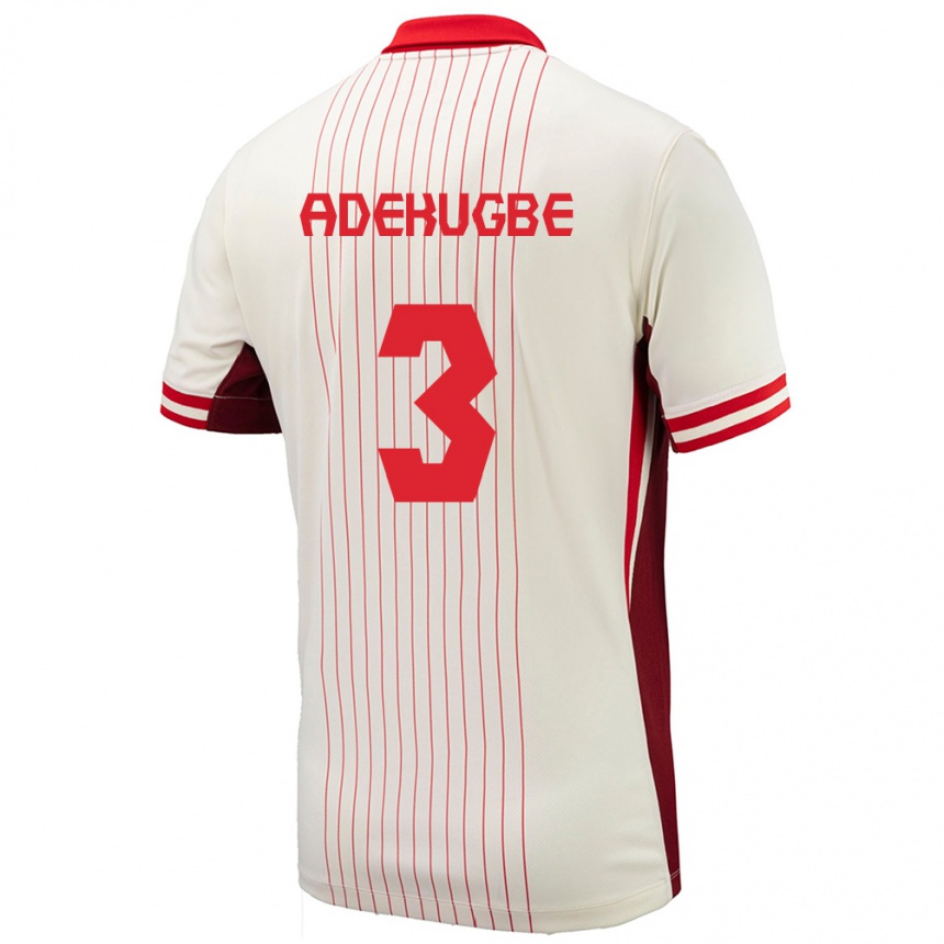 Kinder Fußball Kanada Samuel Adekugbe #3 Weiß Auswärtstrikot Trikot 24-26 T-Shirt Luxemburg