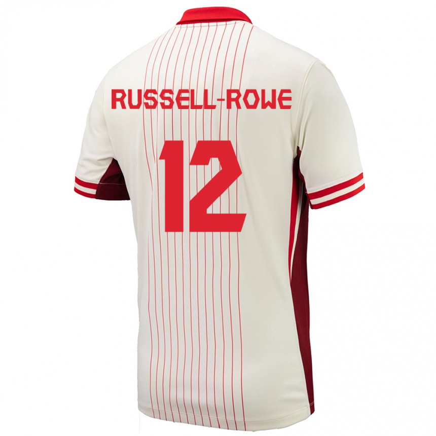 Kinder Fußball Kanada Jacen Russell-Rowe #12 Weiß Auswärtstrikot Trikot 24-26 T-Shirt Luxemburg