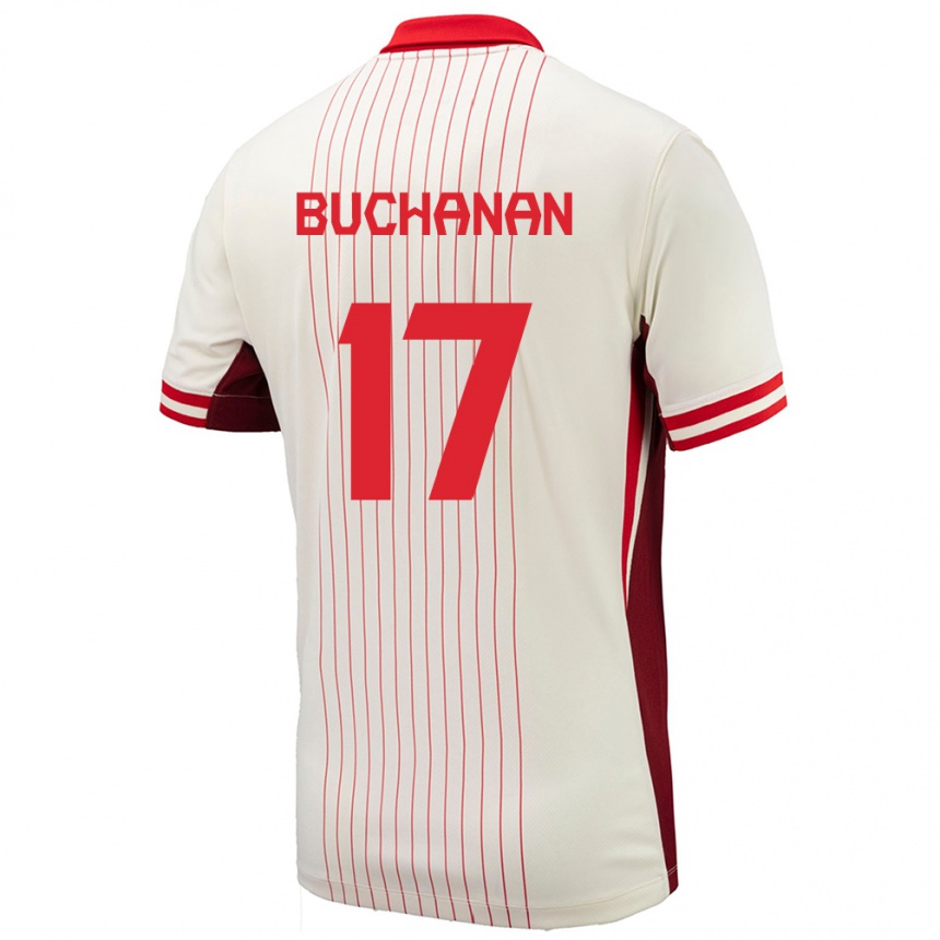 Kinder Fußball Kanada Tajon Buchanan #17 Weiß Auswärtstrikot Trikot 24-26 T-Shirt Luxemburg