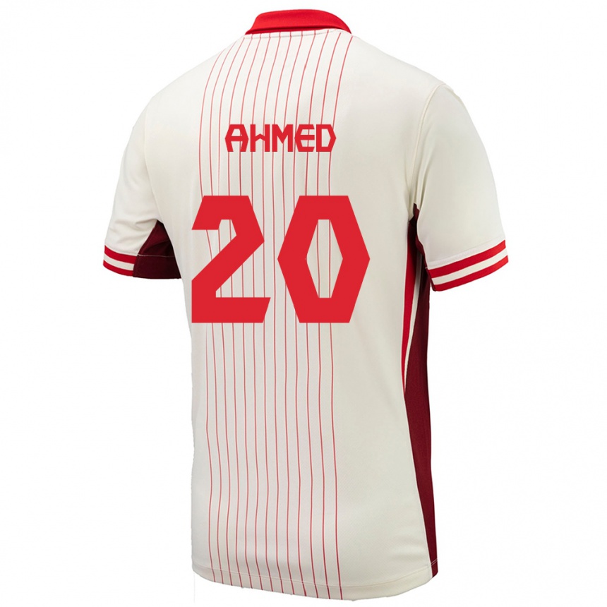 Kinder Fußball Kanada Ali Ahmed #20 Weiß Auswärtstrikot Trikot 24-26 T-Shirt Luxemburg