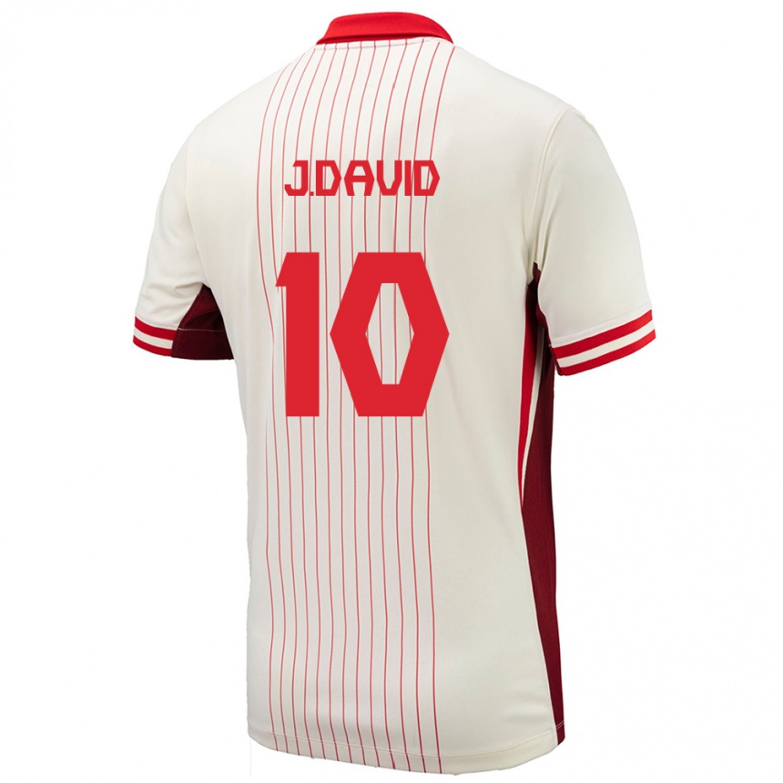 Kinder Fußball Kanada Jonathan David #10 Weiß Auswärtstrikot Trikot 24-26 T-Shirt Luxemburg