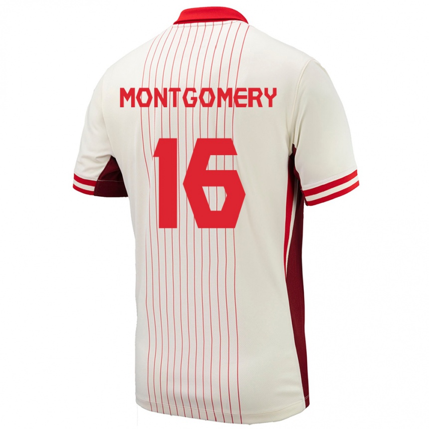 Kinder Fußball Kanada Callum Montgomery #16 Weiß Auswärtstrikot Trikot 24-26 T-Shirt Luxemburg