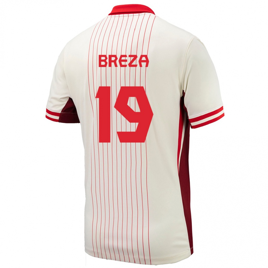 Kinder Fußball Kanada Sebastian Breza #19 Weiß Auswärtstrikot Trikot 24-26 T-Shirt Luxemburg