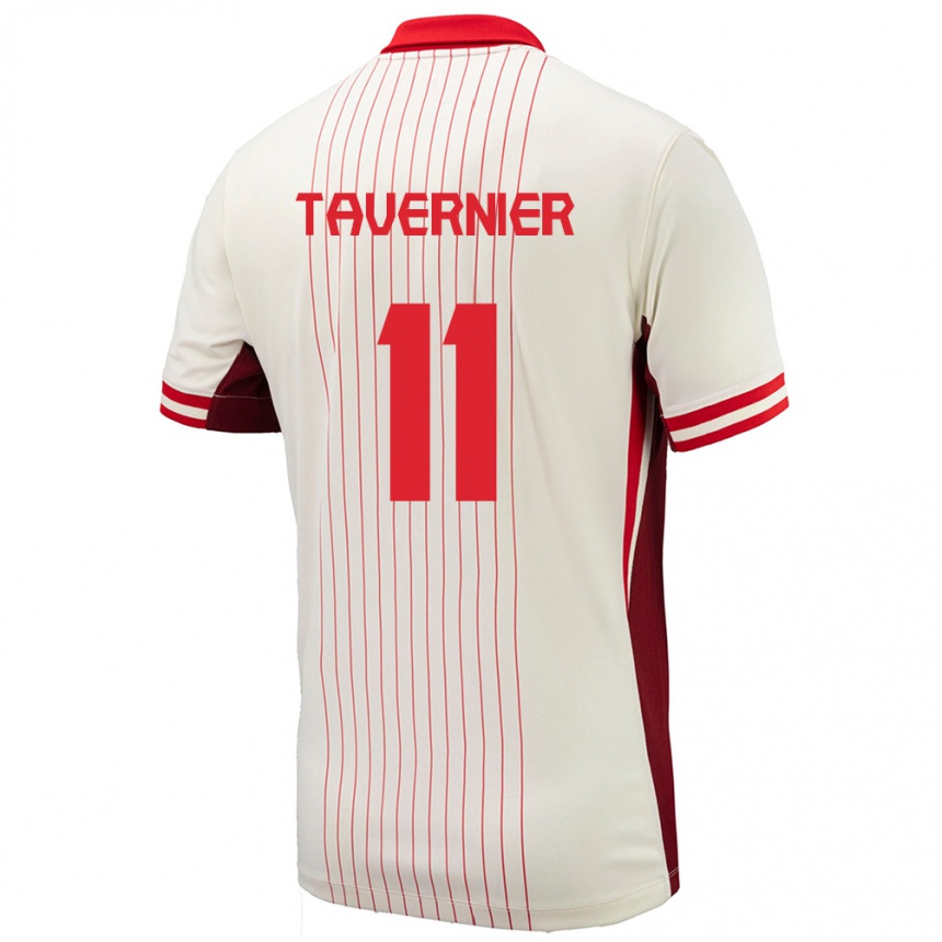 Kinder Fußball Kanada Kevaughn Tavernier #11 Weiß Auswärtstrikot Trikot 24-26 T-Shirt Luxemburg