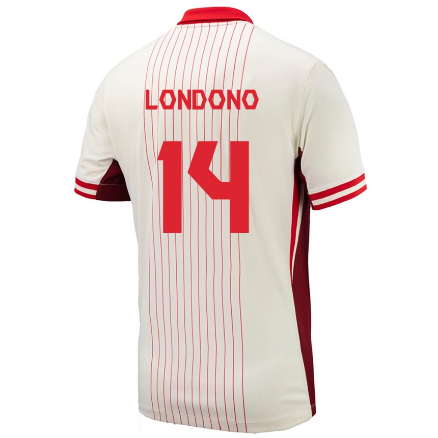 Kinder Fußball Kanada Tyler Londono #14 Weiß Auswärtstrikot Trikot 24-26 T-Shirt Luxemburg