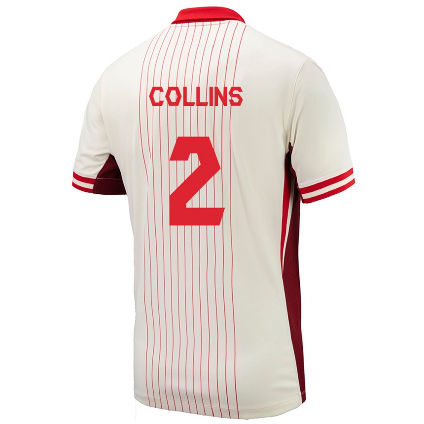 Kinder Fußball Kanada Sydney Collins #2 Weiß Auswärtstrikot Trikot 24-26 T-Shirt Luxemburg