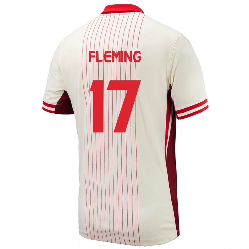 Kinder Fußball Kanada Jessie Fleming #17 Weiß Auswärtstrikot Trikot 24-26 T-Shirt Luxemburg