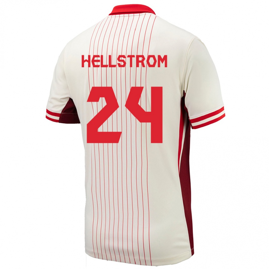 Kinder Fußball Kanada Jenna Hellstrom #24 Weiß Auswärtstrikot Trikot 24-26 T-Shirt Luxemburg