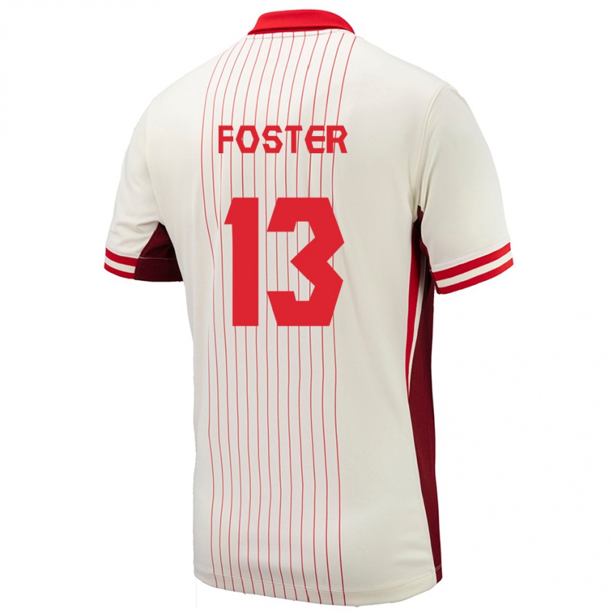 Kinder Fußball Kanada Rylee Foster #13 Weiß Auswärtstrikot Trikot 24-26 T-Shirt Luxemburg