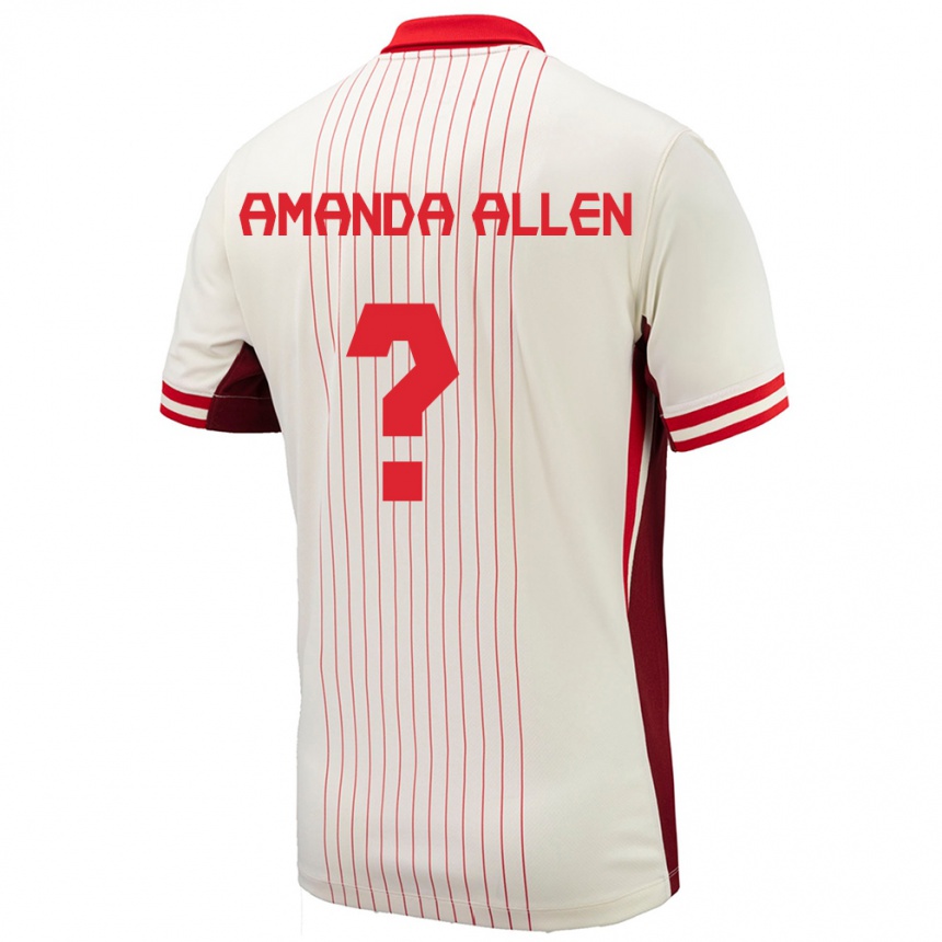 Kinder Fußball Kanada Amanda Allen #0 Weiß Auswärtstrikot Trikot 24-26 T-Shirt Luxemburg