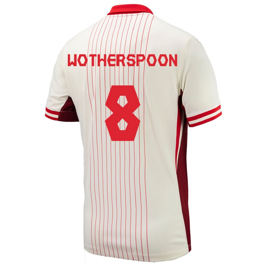 Kinder Fußball Kanada David Wotherspoon #8 Weiß Auswärtstrikot Trikot 24-26 T-Shirt Luxemburg