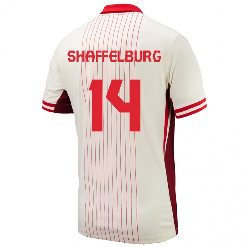 Kinder Fußball Kanada Jacob Shaffelburg #14 Weiß Auswärtstrikot Trikot 24-26 T-Shirt Luxemburg