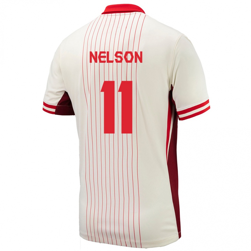 Kinder Fußball Kanada Jayden Nelson #11 Weiß Auswärtstrikot Trikot 24-26 T-Shirt Luxemburg