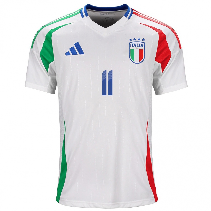 Kinder Fußball Italien Giacomo Raspadori #11 Weiß Auswärtstrikot Trikot 24-26 T-Shirt Luxemburg