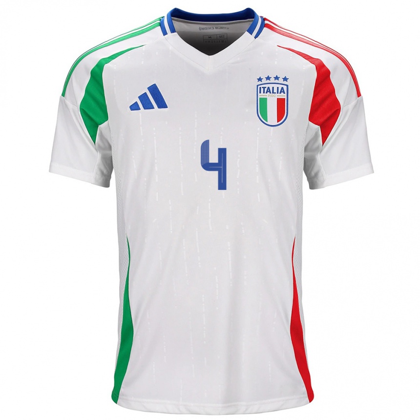 Kinder Fußball Italien Lucia Di Guglielmo #4 Weiß Auswärtstrikot Trikot 24-26 T-Shirt Luxemburg