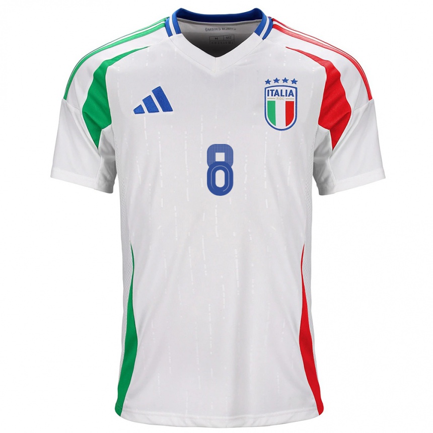 Kinder Fußball Italien Luca Di Maggio #8 Weiß Auswärtstrikot Trikot 24-26 T-Shirt Luxemburg