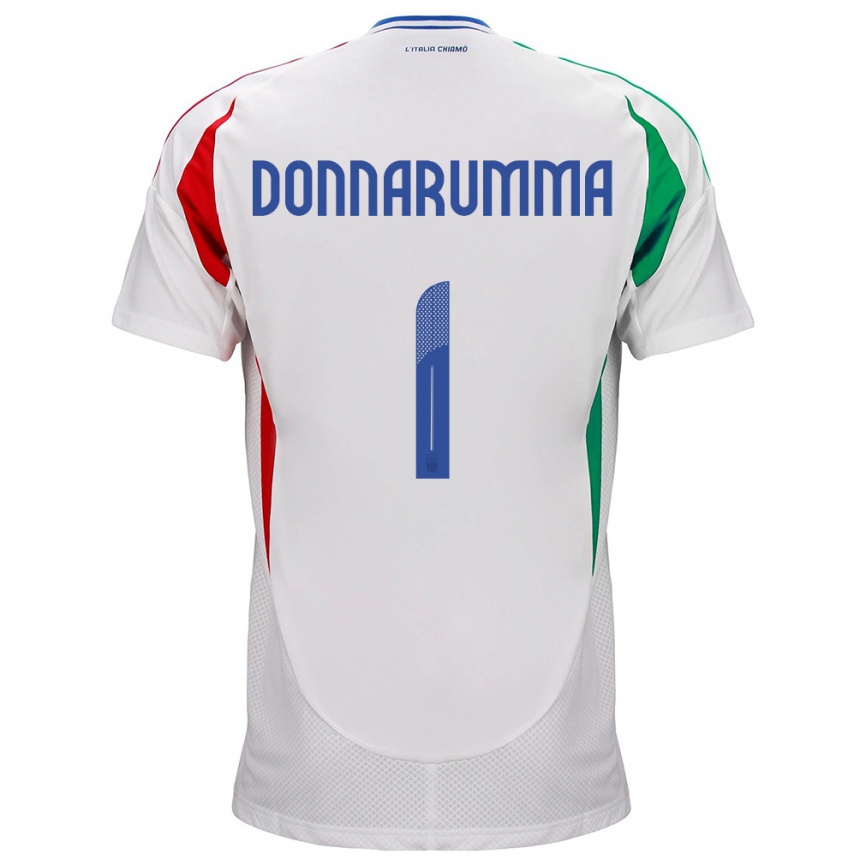 Kinder Fußball Italien Gianluigi Donnarumma #1 Weiß Auswärtstrikot Trikot 24-26 T-Shirt Luxemburg