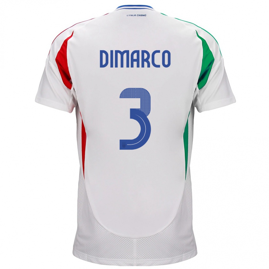 Kinder Fußball Italien Federico Dimarco #3 Weiß Auswärtstrikot Trikot 24-26 T-Shirt Luxemburg