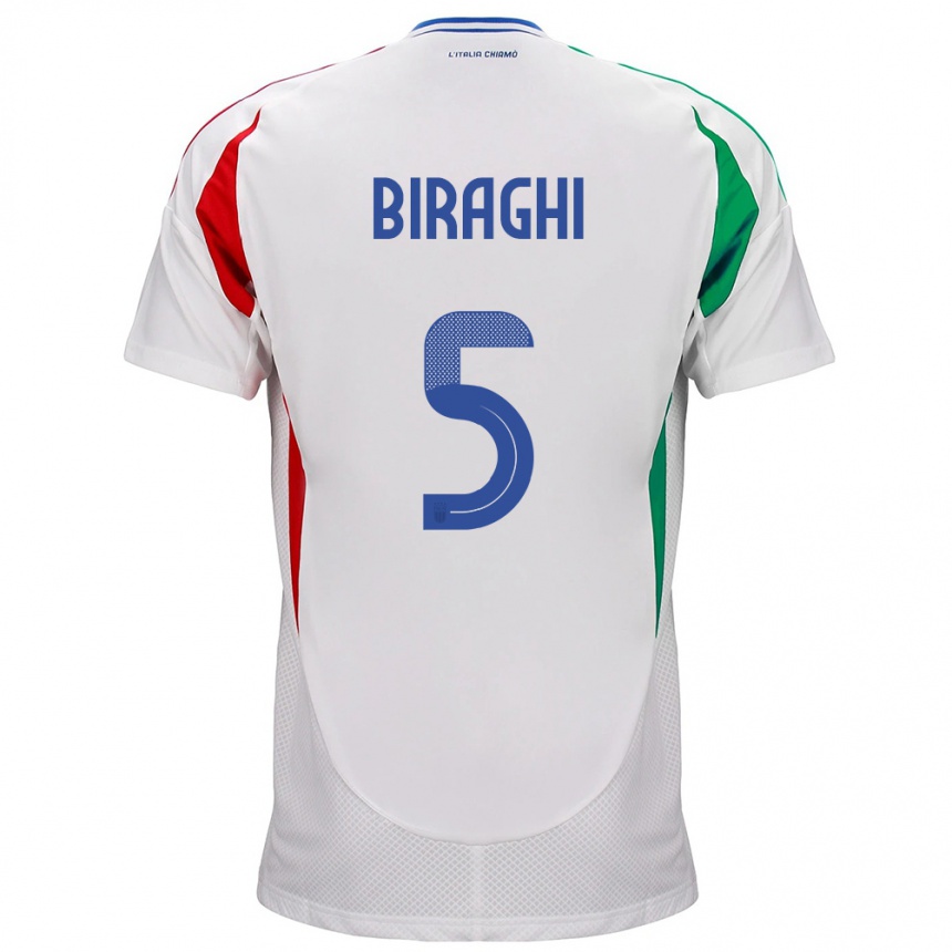 Kinder Fußball Italien Cristiano Biraghi #5 Weiß Auswärtstrikot Trikot 24-26 T-Shirt Luxemburg